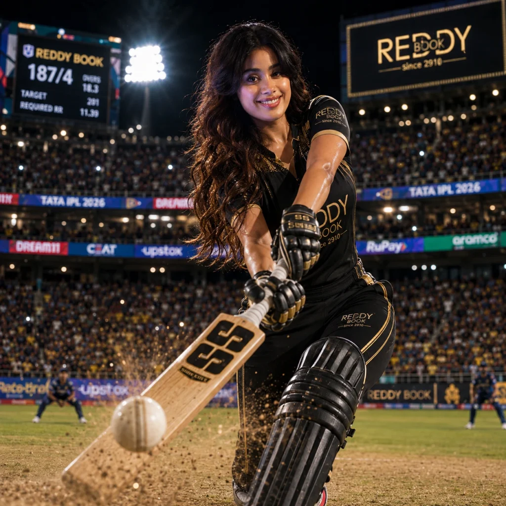 REDDY ANNA Cinematic Cricket Batting Under Stadium Lights